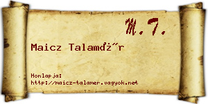 Maicz Talamér névjegykártya